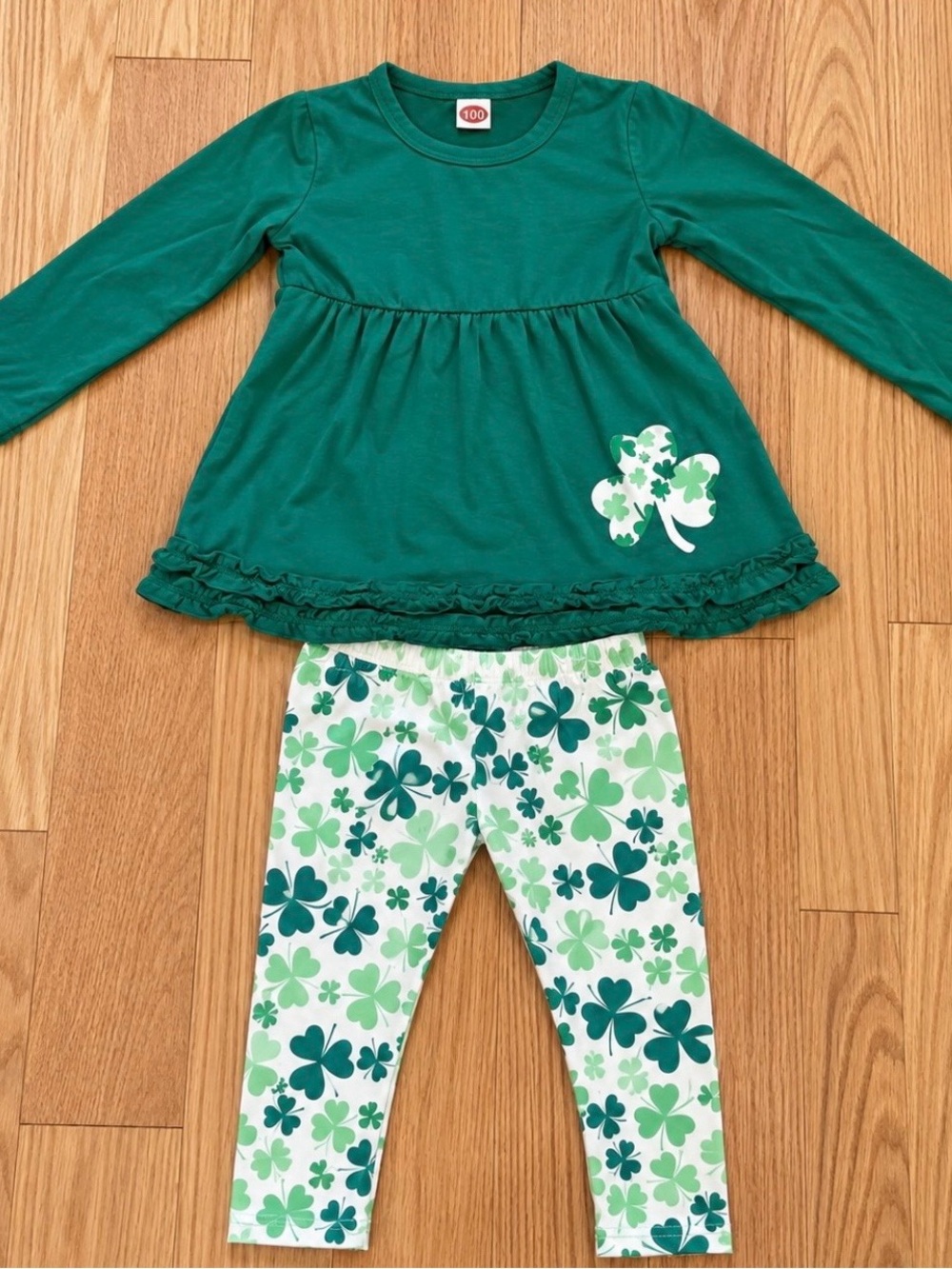 St. Patrick’s Day Green Shamrock Tunic & Shamrock Leggings Set